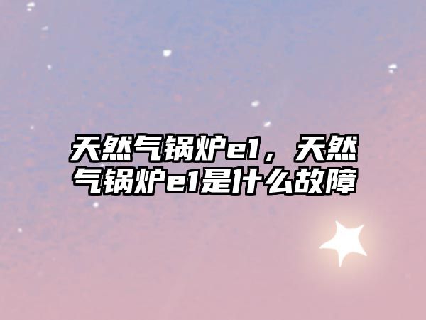 天然氣鍋爐e1，天然氣鍋爐e1是什么故障