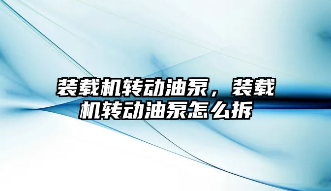 裝載機轉動油泵，裝載機轉動油泵怎么拆