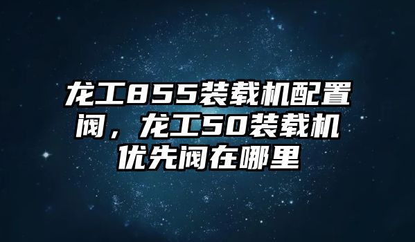 龍工855裝載機(jī)配置閥，龍工50裝載機(jī)優(yōu)先閥在哪里