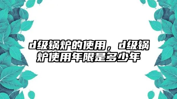 d級鍋爐的使用，d級鍋爐使用年限是多少年