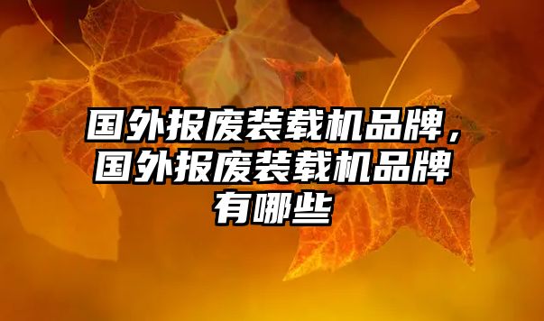 國外報(bào)廢裝載機(jī)品牌，國外報(bào)廢裝載機(jī)品牌有哪些