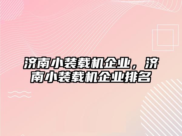 濟(jì)南小裝載機(jī)企業(yè)，濟(jì)南小裝載機(jī)企業(yè)排名