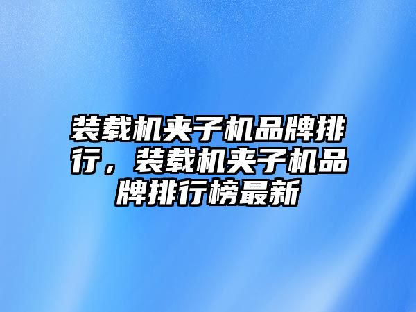 裝載機(jī)夾子機(jī)品牌排行，裝載機(jī)夾子機(jī)品牌排行榜最新