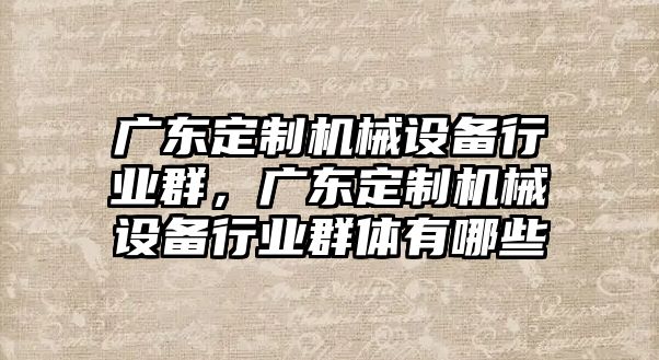 廣東定制機械設備行業(yè)群，廣東定制機械設備行業(yè)群體有哪些