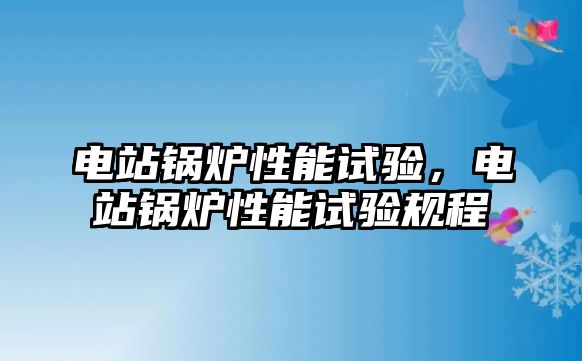 電站鍋爐性能試驗，電站鍋爐性能試驗規(guī)程