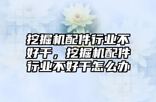 挖掘機配件行業(yè)不好干，挖掘機配件行業(yè)不好干怎么辦