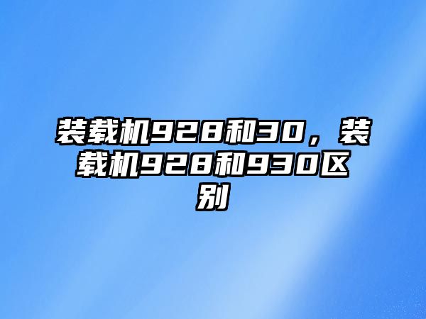 裝載機(jī)928和30，裝載機(jī)928和930區(qū)別