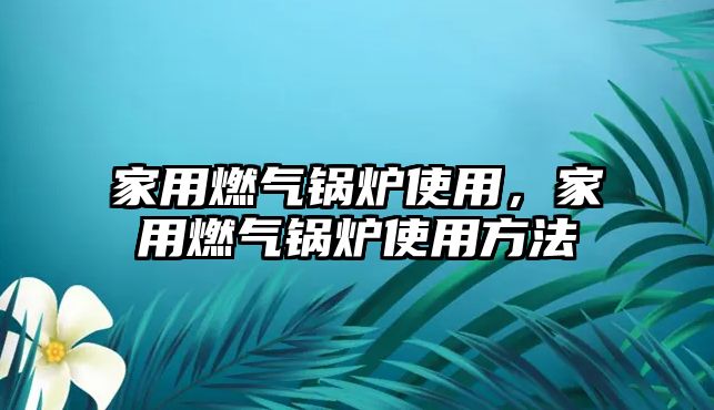 家用燃氣鍋爐使用，家用燃氣鍋爐使用方法