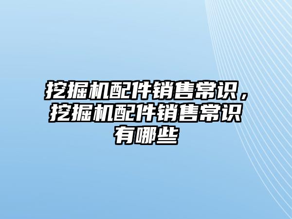 挖掘機配件銷售常識，挖掘機配件銷售常識有哪些