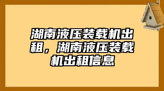 湖南液壓裝載機(jī)出租，湖南液壓裝載機(jī)出租信息