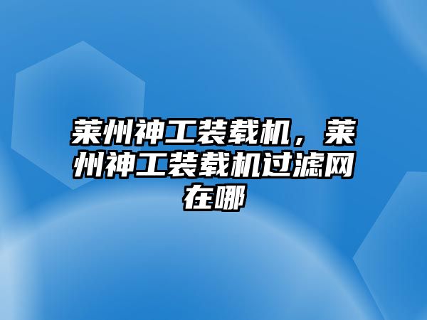 萊州神工裝載機(jī)，萊州神工裝載機(jī)過(guò)濾網(wǎng)在哪