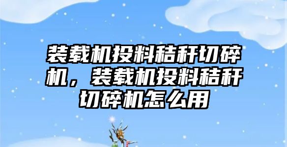 裝載機(jī)投料秸稈切碎機(jī)，裝載機(jī)投料秸稈切碎機(jī)怎么用