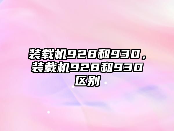 裝載機(jī)928和930，裝載機(jī)928和930區(qū)別