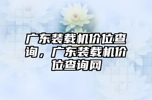 廣東裝載機(jī)價(jià)位查詢，廣東裝載機(jī)價(jià)位查詢網(wǎng)