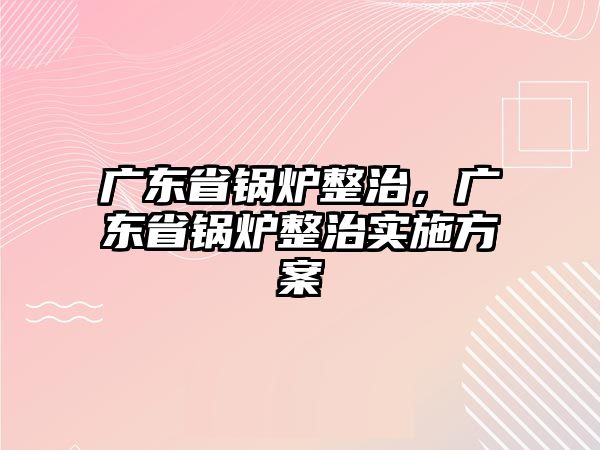 廣東省鍋爐整治，廣東省鍋爐整治實施方案