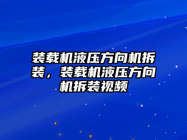 裝載機(jī)液壓方向機(jī)拆裝，裝載機(jī)液壓方向機(jī)拆裝視頻