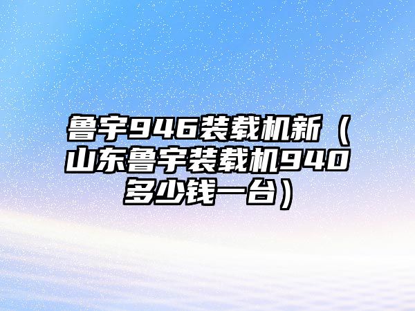 魯宇946裝載機(jī)新（山東魯宇裝載機(jī)940多少錢一臺）