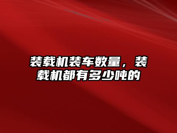 裝載機裝車數(shù)量，裝載機都有多少噸的