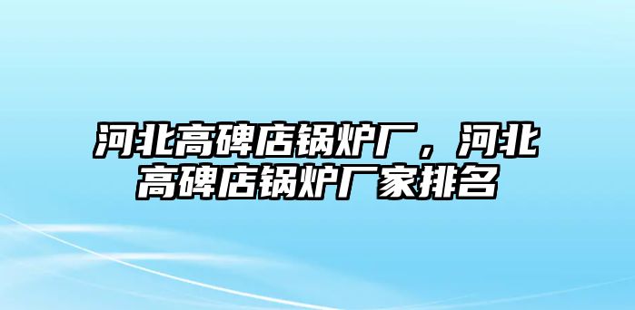 河北高碑店鍋爐廠，河北高碑店鍋爐廠家排名