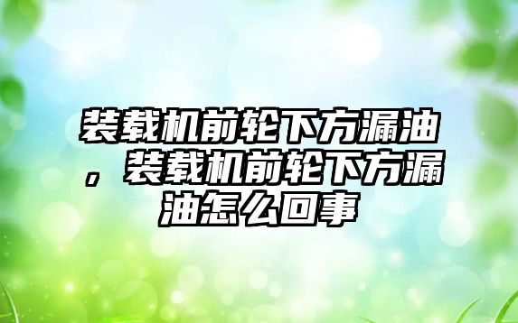 裝載機(jī)前輪下方漏油，裝載機(jī)前輪下方漏油怎么回事