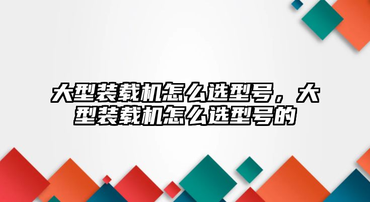 大型裝載機怎么選型號，大型裝載機怎么選型號的