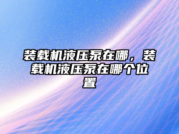 裝載機(jī)液壓泵在哪，裝載機(jī)液壓泵在哪個(gè)位置