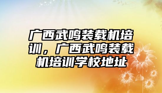 廣西武鳴裝載機(jī)培訓(xùn)，廣西武鳴裝載機(jī)培訓(xùn)學(xué)校地址