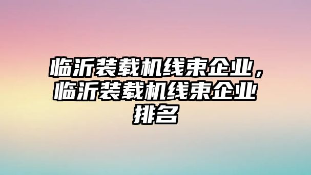 臨沂裝載機線束企業(yè)，臨沂裝載機線束企業(yè)排名