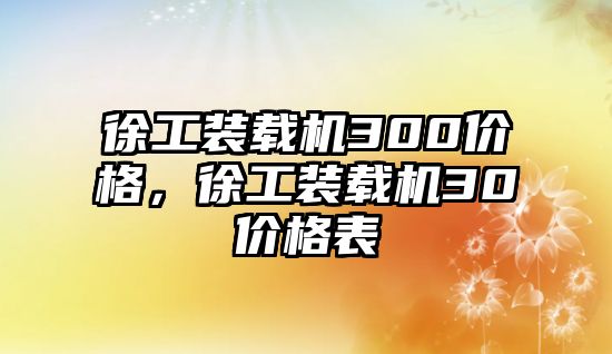 徐工裝載機300價格，徐工裝載機30價格表