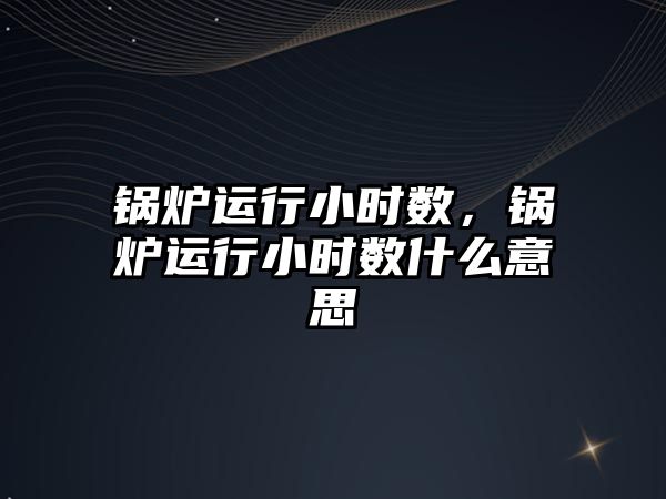 鍋爐運行小時數(shù)，鍋爐運行小時數(shù)什么意思