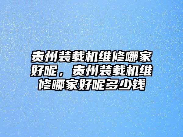 貴州裝載機維修哪家好呢，貴州裝載機維修哪家好呢多少錢