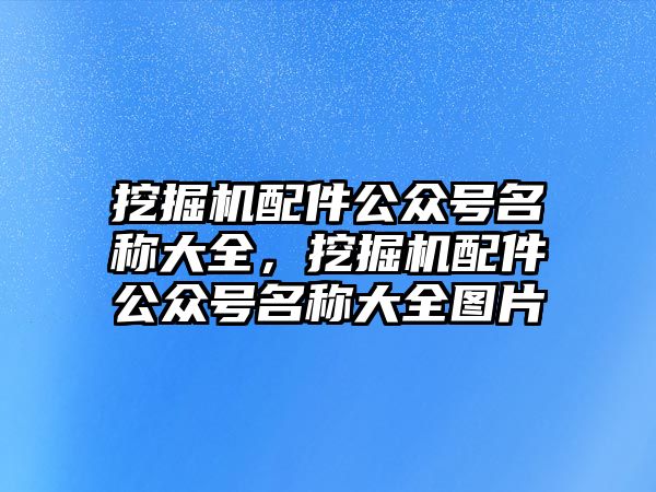 挖掘機(jī)配件公眾號名稱大全，挖掘機(jī)配件公眾號名稱大全圖片