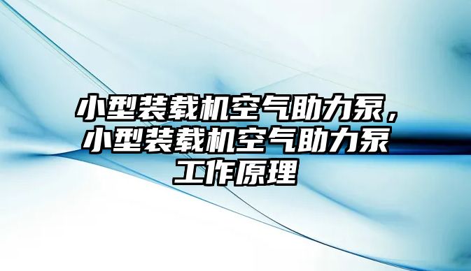 小型裝載機(jī)空氣助力泵，小型裝載機(jī)空氣助力泵工作原理