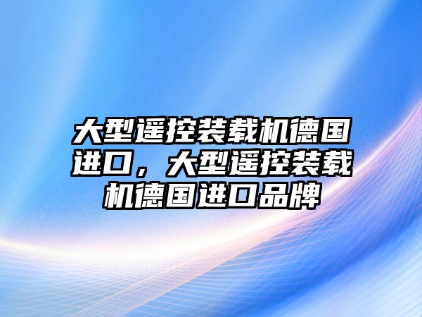 大型遙控裝載機德國進口，大型遙控裝載機德國進口品牌