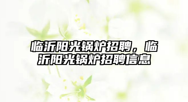 臨沂陽(yáng)光鍋爐招聘，臨沂陽(yáng)光鍋爐招聘信息