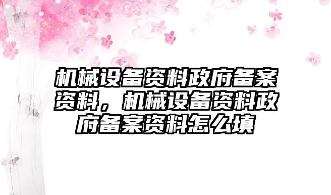 機械設備資料政府備案資料，機械設備資料政府備案資料怎么填