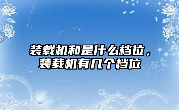 裝載機和是什么檔位，裝載機有幾個檔位