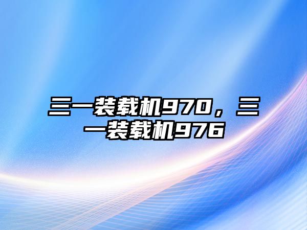 三一裝載機970，三一裝載機976