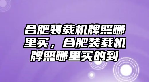 合肥裝載機牌照哪里買，合肥裝載機牌照哪里買的到