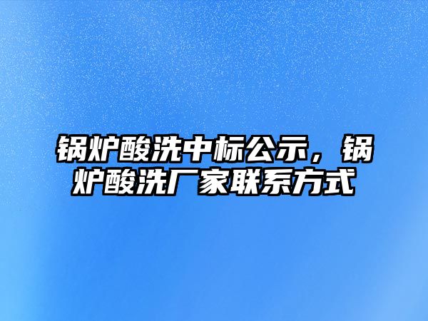 鍋爐酸洗中標公示，鍋爐酸洗廠家聯(lián)系方式