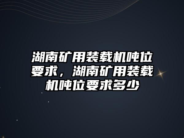 湖南礦用裝載機(jī)噸位要求，湖南礦用裝載機(jī)噸位要求多少