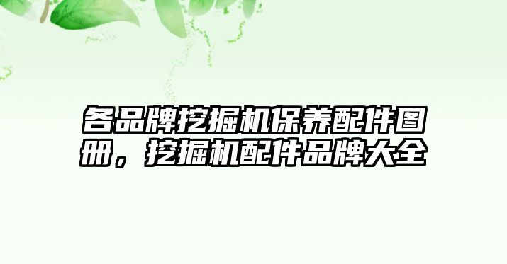 各品牌挖掘機保養(yǎng)配件圖冊，挖掘機配件品牌大全