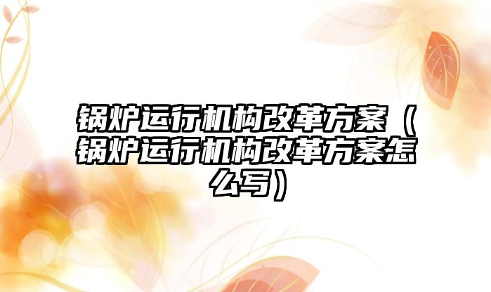 鍋爐運行機(jī)構(gòu)改革方案（鍋爐運行機(jī)構(gòu)改革方案怎么寫）