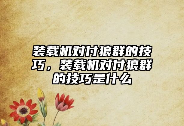 裝載機對付狼群的技巧，裝載機對付狼群的技巧是什么