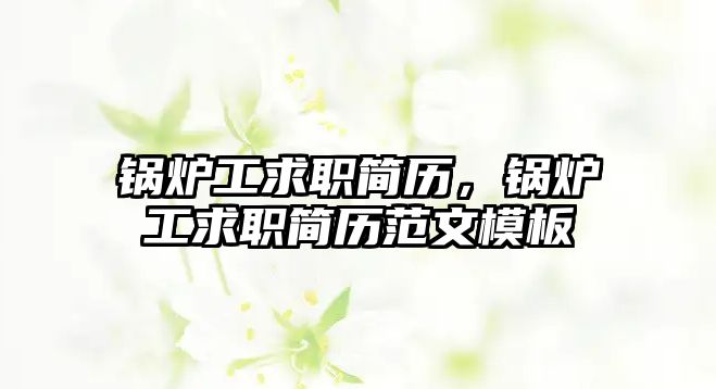 鍋爐工求職簡(jiǎn)歷，鍋爐工求職簡(jiǎn)歷范文模板