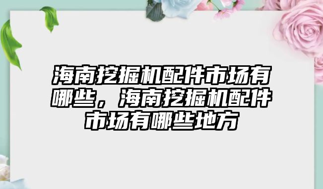 海南挖掘機配件市場有哪些，海南挖掘機配件市場有哪些地方