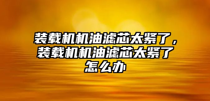 裝載機(jī)機(jī)油濾芯太緊了，裝載機(jī)機(jī)油濾芯太緊了怎么辦