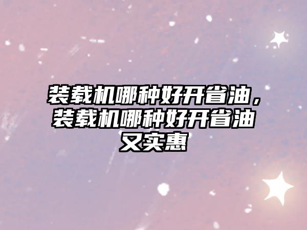 裝載機哪種好開省油，裝載機哪種好開省油又實惠