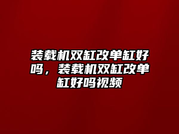 裝載機雙缸改單缸好嗎，裝載機雙缸改單缸好嗎視頻