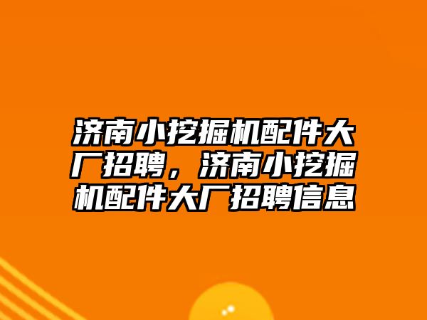 濟南小挖掘機配件大廠招聘，濟南小挖掘機配件大廠招聘信息